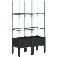 Berkfield Home Garden Planter with Trellis Black 80x40x142.5 cm PP