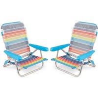 Costway 2PCS Beach Chair Foldable 5 Position Reclining Picnic Chair
