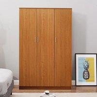 EONLION 3 Door Wardrobe with Shelves Hanging Rail, Brown