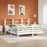 Berkfield Home Bookcase Bed Frame White 150x200 cm King Size Solid Wood Pine | Size: Super King
