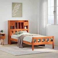 Berkfield Home Bookcase Bed Frame Wax Brown 150x200 cm King Size Solid Wood Pine | Size: Small Single