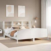 Berkfield Home Bookcase Bed Frame White 180x200 cm Super King Solid Wood Pine