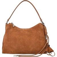 House of Leather Women's Real Suede Hobo Shoulder Bag Tassel Detail Solana in Tan