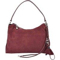 House of Leather Women's Real Suede Hobo Shoulder Bag Tassel Detail Solana in Red