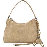 House of Leather Women's Real Suede Hobo Shoulder Bag Tassel Detail Solana in Taupe