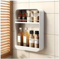 Living and Home 2-tier Wall-Mounted Spice Rack Kitchen Storage Rack Organiser in White | Size: 40 cm x 30 cm