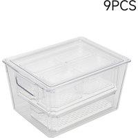 Living and Home Set of 9 Stackable Clear Fridge Organisers Storage Boxes | Size: 9 Pack