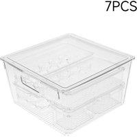 Living and Home Set of 7 Stackable Clear Fridge Organisers Storage Boxes Egg Basket Drawer | Size: 7 Pack