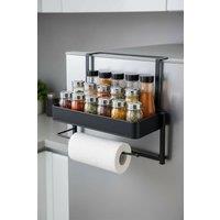 Living and Home Multi-Use Fridge Side Storage Rack Spice Rack with Roll Holder Towel Rack in Black