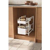 Living and Home 2-tier Kitchen Pull-Out Storage Drawer Basket Organiser Spice Rack in White