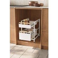 Living and Home 2-tier Kitchen Pull-Out Storage Drawer Basket Organiser Spice Rack in White