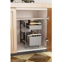 Living and Home 2-tier Kitchen Pull-Out Storage Drawer Basket Organiser Spice Rack in Black