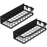 Living and Home 2-Pack Magnetic Fridge Storage Rack Shelf Organiser with Hooks in Black | Size: 2 Pack