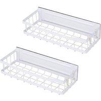 Living and Home 2-Pack Magnetic Fridge Storage Rack Shelf Organiser with Hooks in White | Size: 2 Pack