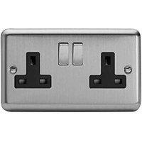 Varilight XS5DB 13A Switched Socket Black 2-Gang in Grey