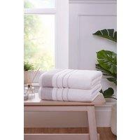 Rapport Home Azure Edge Towels Cotton in Natural White | Size: Bath Sheet