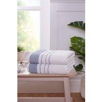 Rapport Home Azure Edge Towels Cotton in Cool White | Size: Bath Sheet