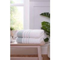Rapport Home Azure Edge Towels Cotton in White | Size: Bath Sheet