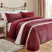 Coopers of Stortford Embossed Sherpa Fleece Duvet Cover & Pillowcase Set in Burgundy | Size: Single