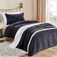 Coopers of Stortford Embossed Sherpa Fleece Duvet Cover & Pillowcase Set in Navy | Size: Single