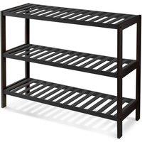 Keplin 3-Tier Bamboo Shoe Rack - Wooden Shoe Organiser with Large Capacity in Black