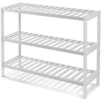 Keplin 3-Tier Bamboo Shoe Rack - Wooden Shoe Organiser with Large Capacity in White