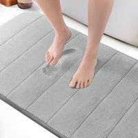 Keplin Memory Foam Bath Mat, Ultra-Soft, Highly Absorbent, Non-Slip, 60x90cm in Light Grey | Size: 60 cm x 90 cm
