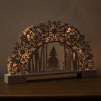 Samuel Alexander 45cm Battery Operated White Wooden Snowflake Arch & Christmas Trees with 10 Warm White LEDs
