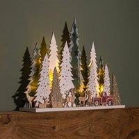 Samuel Alexander 31cm Battery Operated Light up Wooden Christmas Tree with Deer & 15 Warm White LEDs