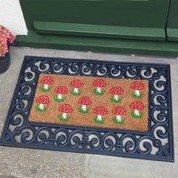 Marco Paul Red Coir Mushroom Pattern Nonslip Doormat Insert 53cmx23cm | Size: Medium