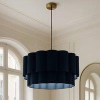 CGC Lighting Selina Scalloped Two Tier Navy Drum Lampshade Large 48cm
