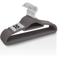 Sasha Morel Velvet Coat Hangers 20 Pack - Non-Slip Slim Hangers with Tie Organiser in Grey
