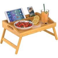 MANTRARAJ Bamboo Bed Tray Table With Handle & Foldable Legs Lap Desk Tray in Natural