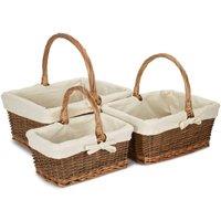 Red Hamper Rectangular Unpeeled Willow Shopping Basket With White Lining in Brown | Size: Large