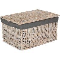 Red Hamper White Wash Steamed Cotton Lined Storage Basket in Grey | Size: Small