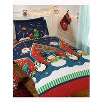 Rapport Santas Grotto Christmas Duvet Cover Set in Blue | Size: Single