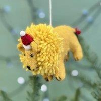 The Alphabet Gift Shop Felt Lion Christmas Bauble in Yellow
