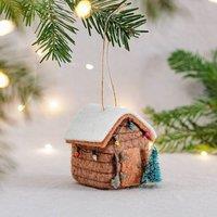 The Alphabet Gift Shop Felt Shed Christmas Bauble in Brown