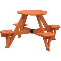 Berkfield Home Picnic Table for 4 Kids with Umbrella Hole Round Solid Wood Fir in Brown