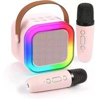 Kelvenix 2x Pink Mini Karaoke Machine for Kids with 2 Mics