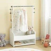 Kelvenix Kids Hanging Rail with Extra Storage, Kids Clothes Rail in White