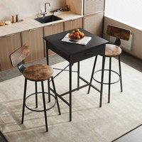 Living and Home Square Tall Table for Cafe Bar in Black