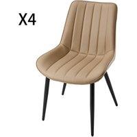Living and Home Set of 4 Upholstered Dining Chairs in Beige