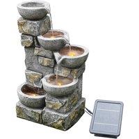 Teamson Home 4-Tier Solar Powered Modern Garden Water Feature with LED Lights in Grey