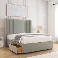 BSSPOKE Cheshire Divan Bed Plush 54 Headboard 2 Drawers Footend & Mattress in Silver | Size: King