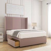 BSSPOKE Cheshire Divan Bed Plush 54 Headboard 2 Drawers Footend & Mattress in Pink | Size: Super King