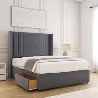BSSPOKE Cheshire Divan Bed Plush 54 Headboard 2 Drawers Footend & Mattress in Charcoal | Size: King