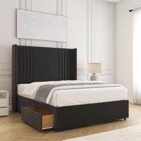 BSSPOKE Cheshire Divan Bed Plush 54 Headboard 2 Drawers Footend & Mattress in Black | Size: Double