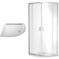 Balterley Ruwa Shower Bundle: Door, Panel & Tray, 900 x 900 mm Chrome/White in Silver