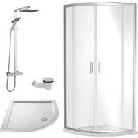 Balterley Ruwa Quadrant Bundle: Door, Tray, Square Kit, Waste 800mm White/Chrome in Silver